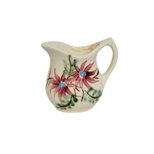 Vintage RRP Co Roseville Ohio Pottery Poinsettia Floral Ceramic Pitcher Creamer